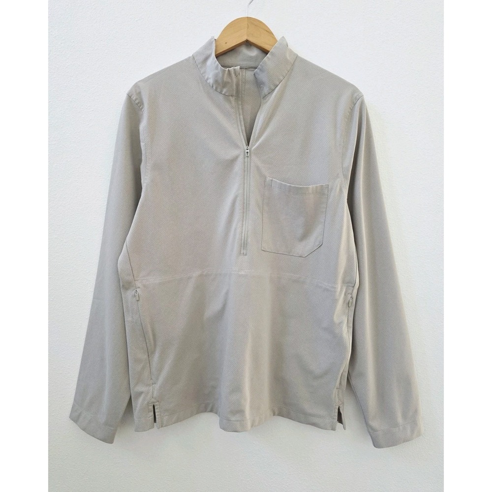 Lululemon Airing Easy Men's Size Medium Half Zip Pullover Woven Air Beige Gray